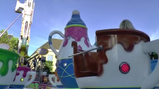 Annual funfair in the centre of city — Stock Video