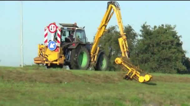 Tractor mows the lawn — Stock Video