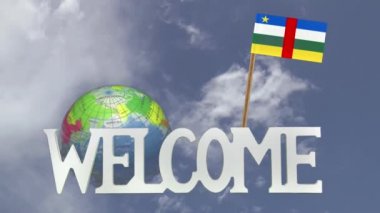 Dönüm Küre ve Orta Afrika Cumhuriyeti bayrağı küçük kağıt