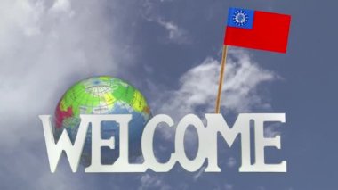 Dönüm Küre ve Myanmar bayrağı küçük kağıt