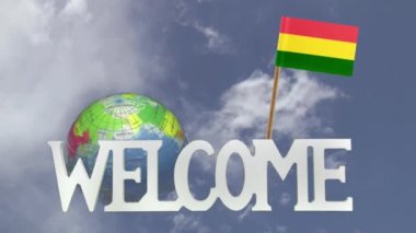 Dönüm Küre ve Bolivya'nın küçük kağıt bayrak