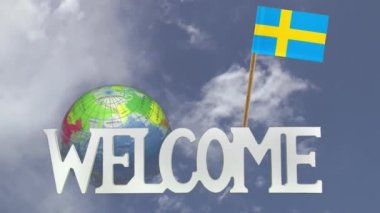 Dönüm Küre ve İsveç'in küçük kağıt bayrak