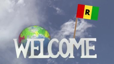 Dönüm Küre ve Ruanda bayrağı küçük kağıt