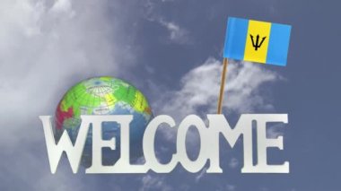 Dönüm Küre ve Barbados bayrağı küçük kağıt