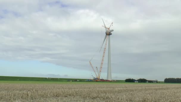 Construyendo un parque de molinos — Vídeo de stock