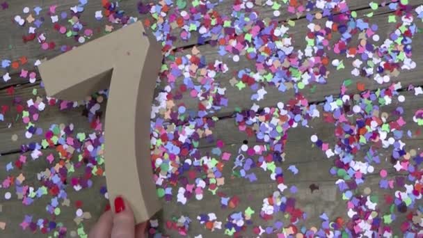 Womans hands are creating a birthday card — Stock Video