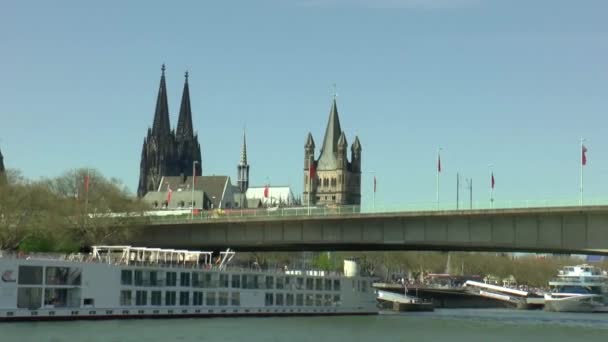 Cologne terlihat dari perahu — Stok Video