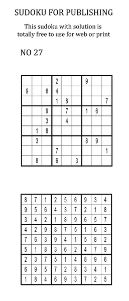 Sudoku mit Lösung. Kostenlose Nutzung auf Ihrer Website oder in gedruckter Form. — Stockfoto