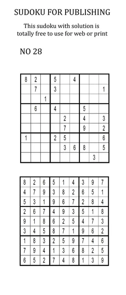 Sudoku z roztworem. Bezpłatne korzystanie ze strony internetowej lub drukowane. — Zdjęcie stockowe