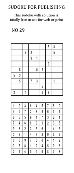 Sudoku con solución. Uso gratuito en su sitio web o en versión impresa . —  Fotos de Stock