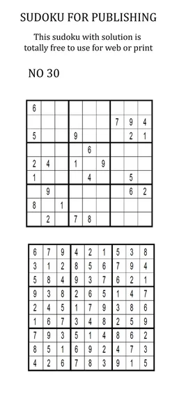 Sudoku z roztworem. Bezpłatne korzystanie ze strony internetowej lub drukowane. — Zdjęcie stockowe