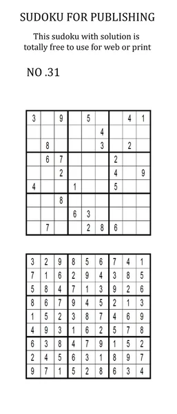 Sudoku med lösning. Gratis att använda på din webbplats eller i tryck. — Stockfoto