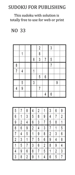 Sudoku with solution. Free to use on your website or in print.