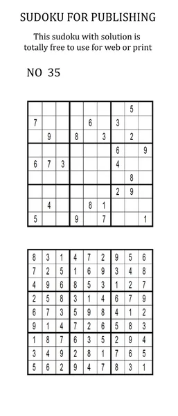 Sudoku com solução. Gratuito para uso em seu site ou em impressão . — Fotografia de Stock