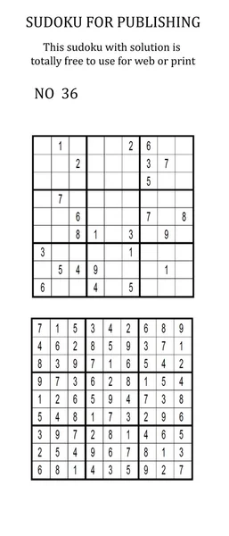 Sudoku com solução. Gratuito para uso em seu site ou em impressão . — Fotografia de Stock