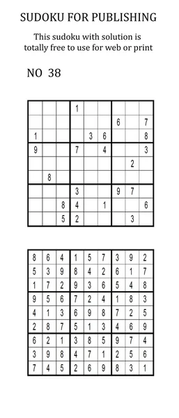 Sudoku con solución. Uso gratuito en su sitio web o en versión impresa . —  Fotos de Stock