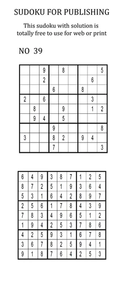 Sudoku with solution. Free to use on your website or in print.