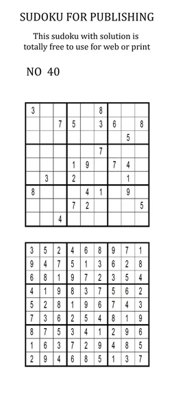 Sudoku met oplossing. Vrij te gebruiken op uw website of in print. — Stockfoto