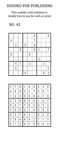 Sudoku z roztworem. Bezpłatne korzystanie ze strony internetowej lub drukowane. — Zdjęcie stockowe