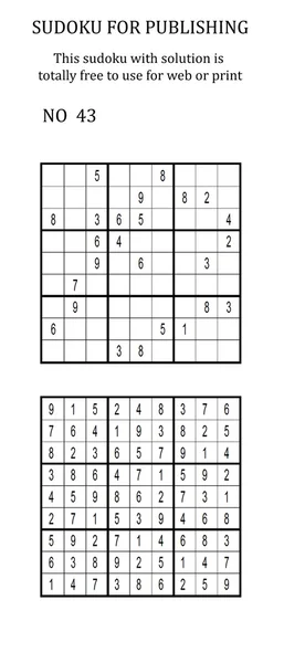 Sudoku con solución. Uso gratuito en su sitio web o en versión impresa . —  Fotos de Stock