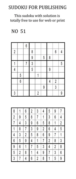 Sudoku with solution. Free to use on your website or in print.