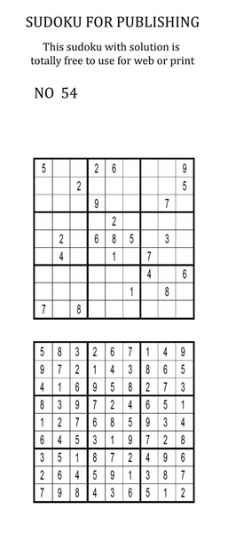 Sudoku con solución. Uso gratuito en su sitio web o en versión impresa . —  Fotos de Stock