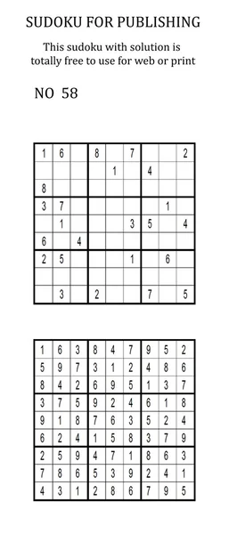 Sudoku con solución. Uso gratuito en su sitio web o en versión impresa . —  Fotos de Stock