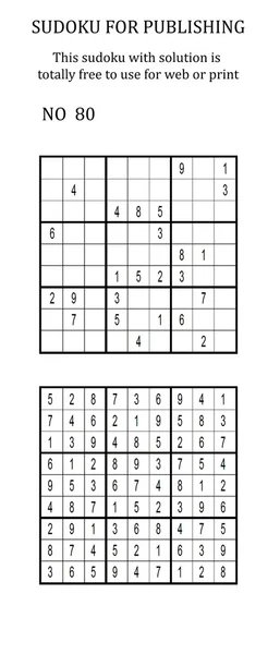 Sudoku z roztworem. Bezpłatne korzystanie ze strony internetowej lub drukowane. — Zdjęcie stockowe