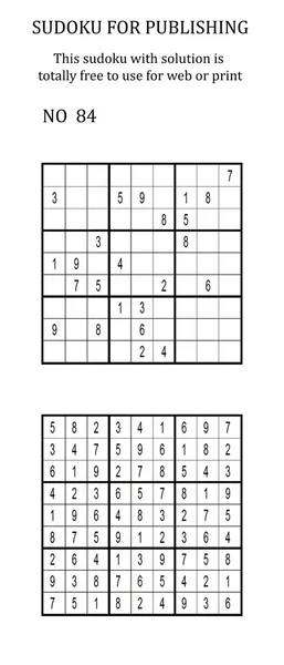 Sudoku com solução. Gratuito para uso em seu site ou em impressão . — Fotografia de Stock