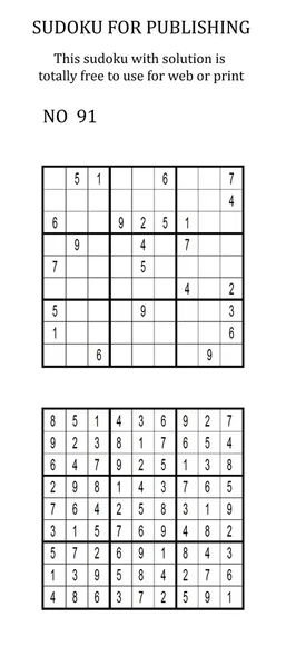 Sudoku met oplossing. Vrij te gebruiken op uw website of in print. — Stockfoto