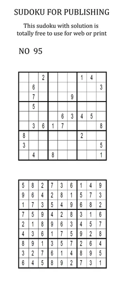 Sudoku con solución. Uso gratuito en su sitio web o en versión impresa . — Foto de Stock