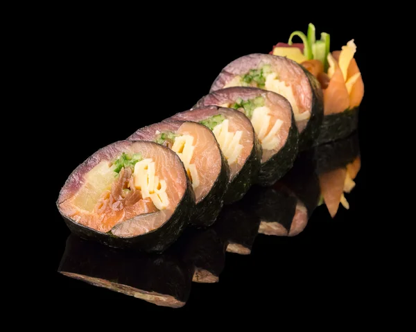 Sushi isolated on black — Stock Photo, Image