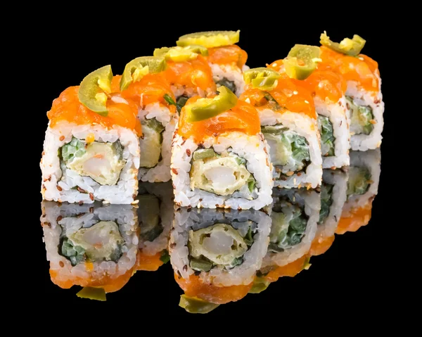 Sushi na czarnym tle — Zdjęcie stockowe
