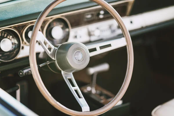 Intérieur Une Voiture Américaine Classique Vieux Véhicule Vintage — Photo