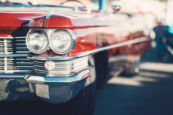 Κλασική Έκθεση Αυτοκινήτων Close Για Προβολείς Οχημάτων Vintage Χρώμα — Φωτογραφία Αρχείου