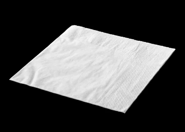 White Napkin Isolated Black — Stock Photo, Image