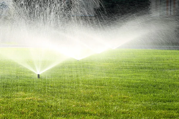 Garden sprinkler on the green lawn — Stock Photo, Image
