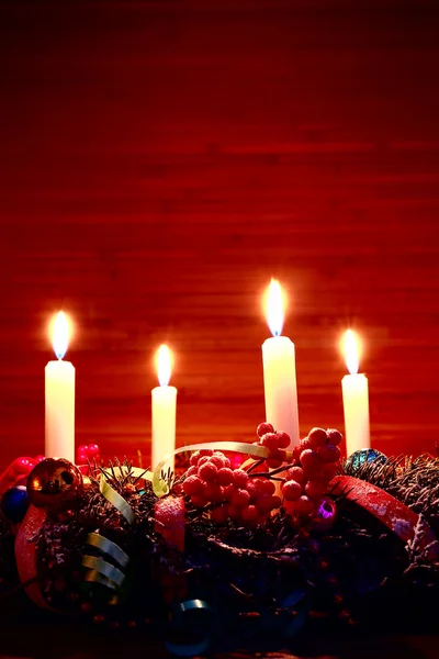 Advent wreath on wooden table — Stock Photo, Image