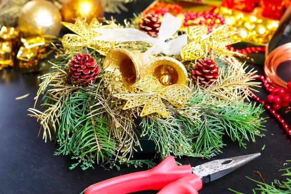 Decoraciones para hacer corona de Navidad —  Fotos de Stock