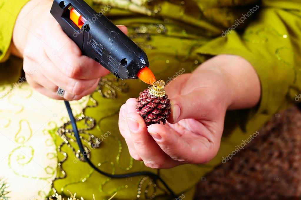 Woman making christmas wreath