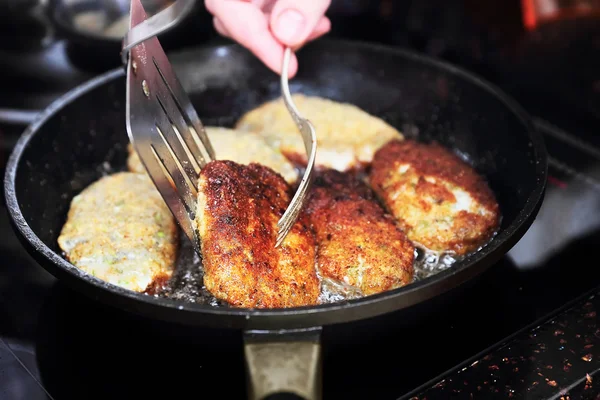 Fish cutlets preparation — Stock Photo, Image