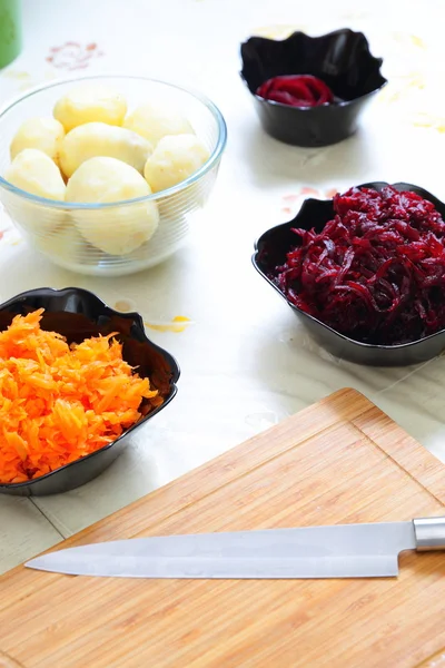 Russian traditional salad herring under fur coat — Stock Photo, Image