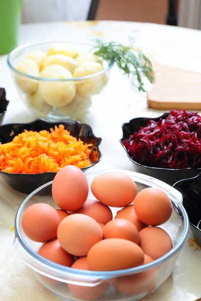 Russian traditional salad herring under fur coat — Stock Photo, Image