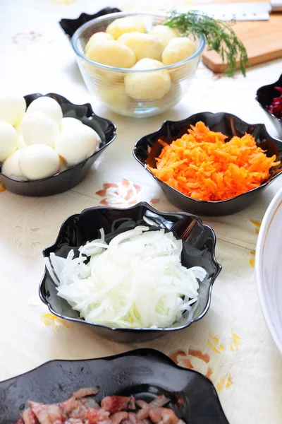 Russian traditional salad herring under fur coat — Stock Photo, Image