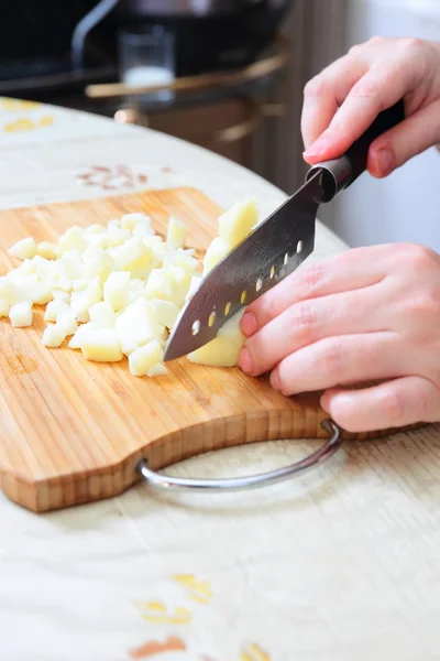 Preparing russian traditional salad Olivier — Stock Photo, Image