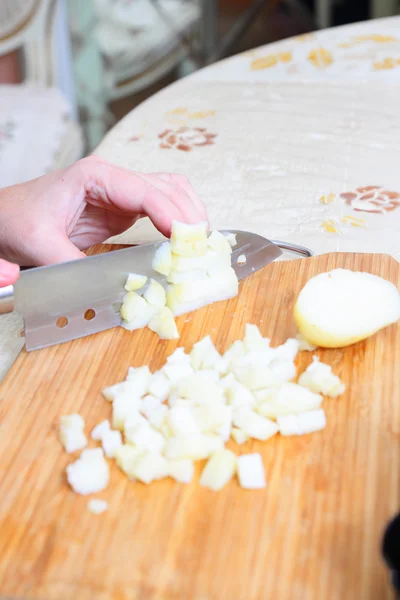 Preparing russian traditional salad Olivier — Stock Photo, Image