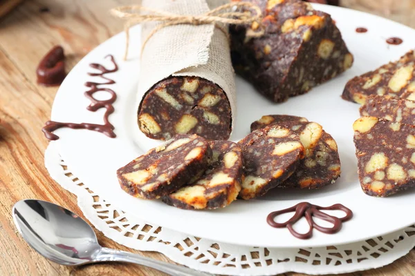 Salsiccia al cioccolato con decorazioni — Foto Stock