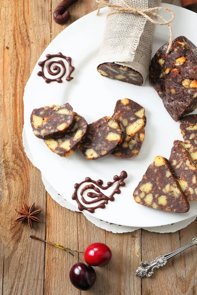 Salsiccia al cioccolato con decorazioni — Foto Stock