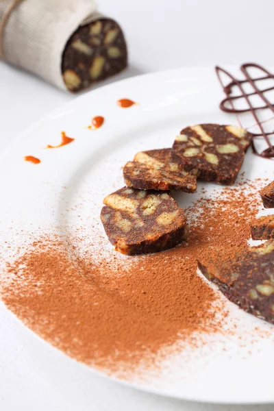 Salsiccia al cioccolato con decorazioni — Foto Stock