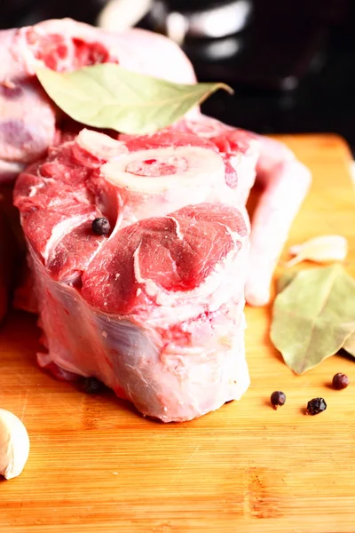 Raw meat with spices — Stock Photo, Image